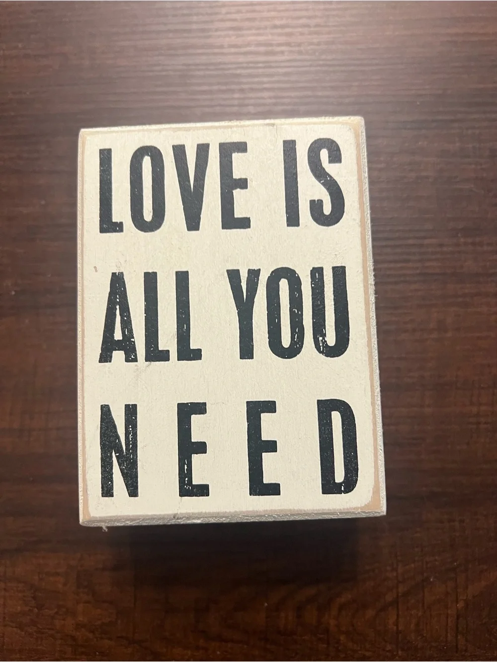 LOVE IS ALL YOU NEED Beige and Black Wood Wall Decor Sign #842